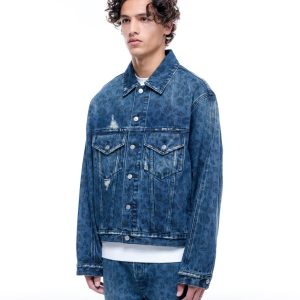 Cole Buxton Leopard Print Denim Blue Jacket (2) | Fragment Clothing