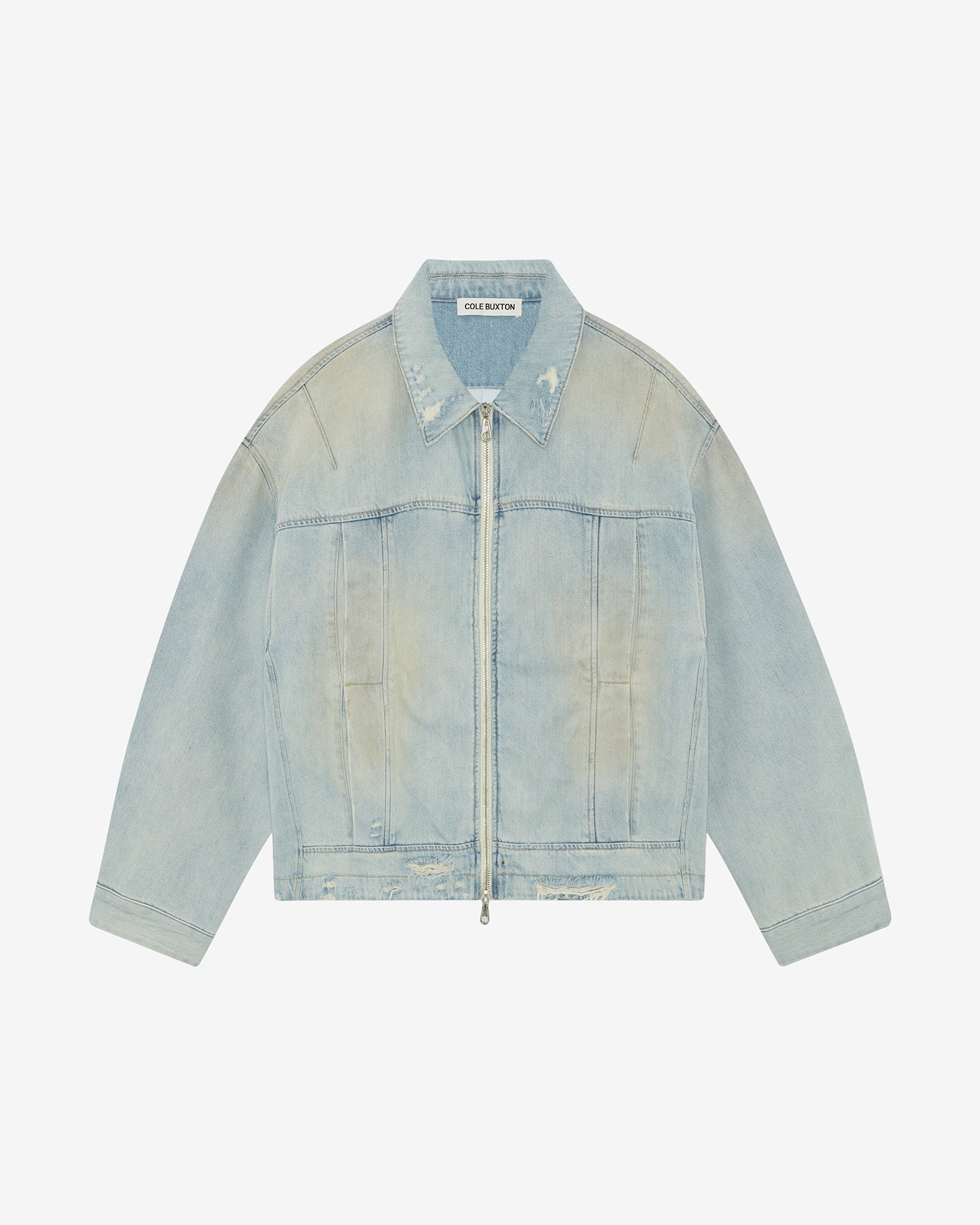 Cole Buxton Light Wash Denim Trucker Jacket (5) Cole Buxton Light Wash Denim Trucker Jacket | Fragment Clothing
