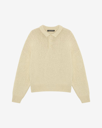 Cole Buxton Vintage White Beach Knit Polo Sweater (4) Cole Buxton Vintage White Beach Knit Polo Sweater | Fragment Clothing
