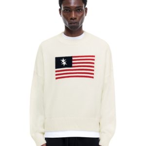 Cole Buxton Vintage White Two Star Flag Knit Sweater | Fragment Clothing - View 2