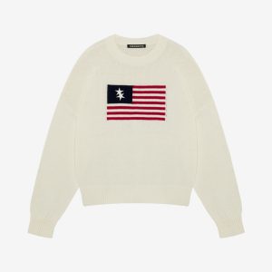 Cole Buxton Vintage White Two Star Flag Knit Sweater | Fragment Clothing
