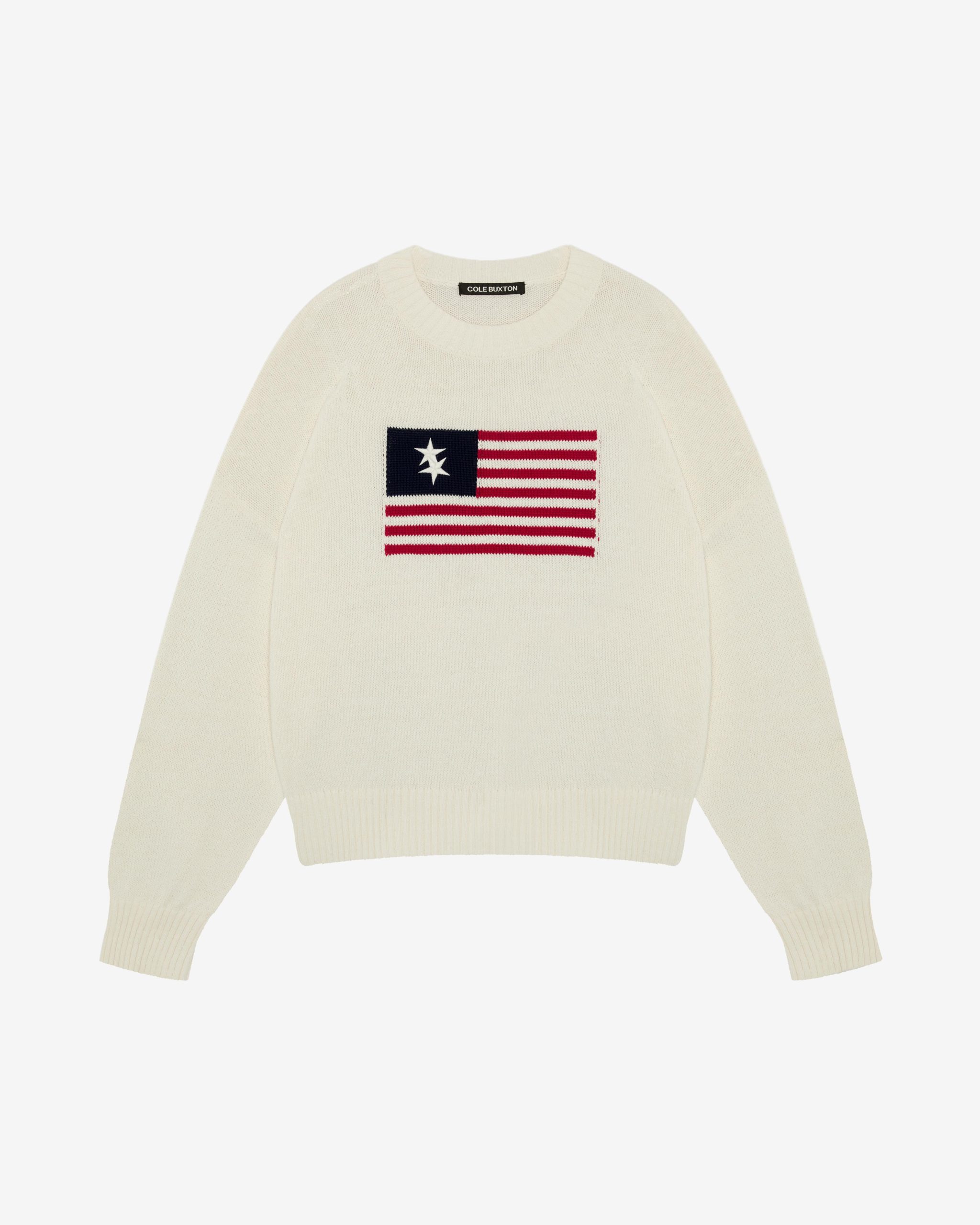 Cole Buxton Vintage White Two Star Flag Knit Sweater (4) Cole Buxton Vintage White Two Star Flag Knit Sweater | Fragment Clothing