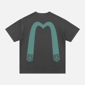 EVISU Minimalist Crest Logo Print T-Shirt - Washed Black | Fragment Clothing - View 2