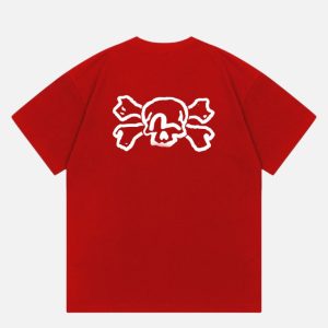 EVISU Spine Seagull Logo Print T-Shirt - Red | Fragment Clothing - View 2