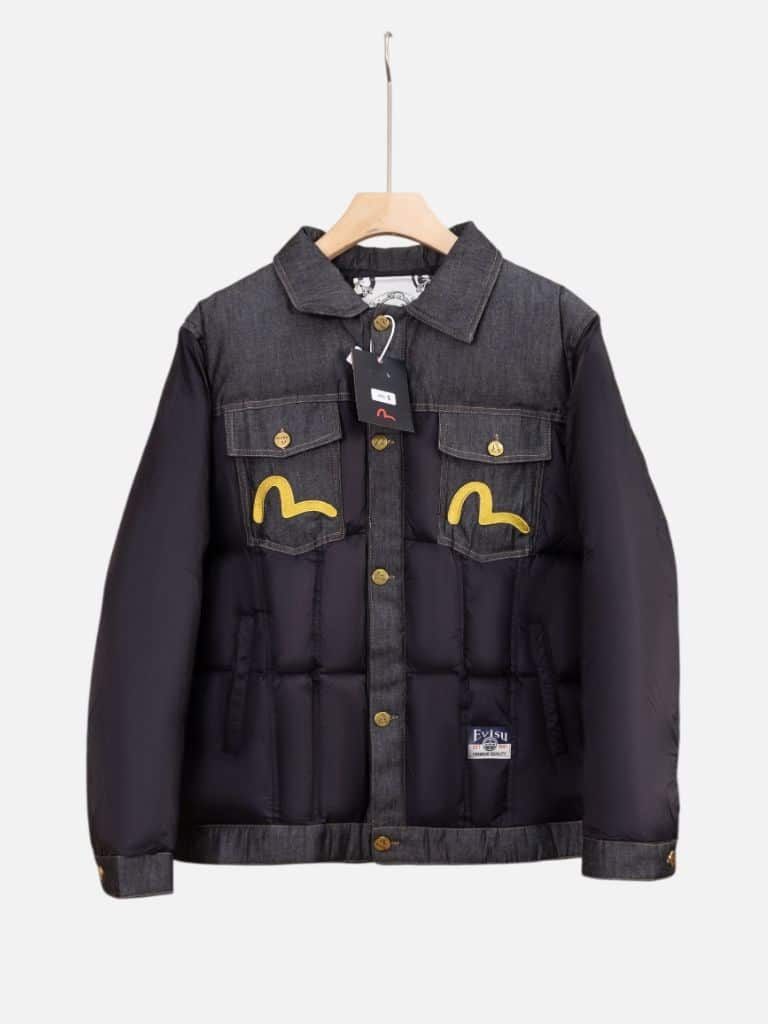 EVISU Yellow Seagull Embroidered Padded Jacket - Black EVISU Yellow Seagull Embroidered Padded Jacket - Black | Fragment Clothing