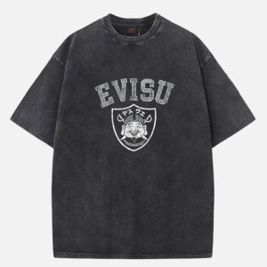 EVISU Vintage Wash Crew Neck Tee Godhead Shield Logo | Fragment Clothing
