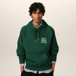 Green cotton "Don't forget to love" hoodie White | Fragment Clothing - View 2
