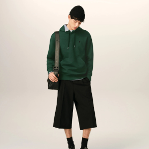 Green cotton hoodie with Ami de Coeur Black | Fragment Clothing - View 2