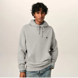 Grey cotton hoodie with Ami de Coeur Black | Fragment Clothing - View 2