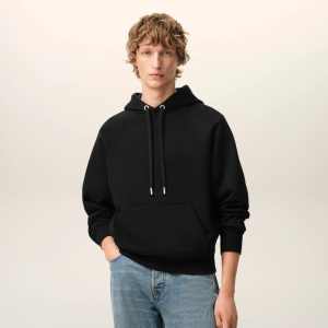 Black Cotton Hoodie with Embossed Ami De Coeur White | Fragment Clothing - View 2