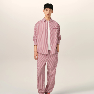 Red boxy striped cotton shirt White
