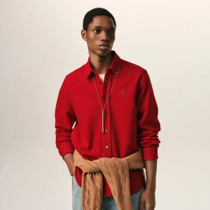 Ruby Red cotton shirt with Ami de Coeur