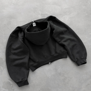 ZIP-UP HOODIE - BLACK WHITE