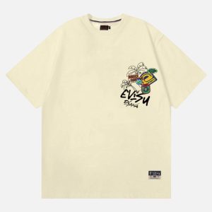 EVISU Osaka Palm Tree Badge Print T-Shirt - Off-White | Fragment Clothing