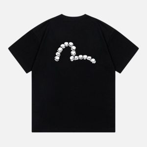EVISU Script Logo Chest Print T-Shirt - Black | Fragment Clothing - View 2