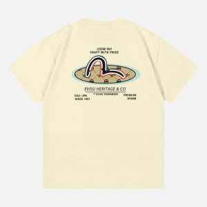 EVISU Small Seagull Graphic Heavyweight Cotton T-Shirt – Cream White | Fragment Clothing - View 2