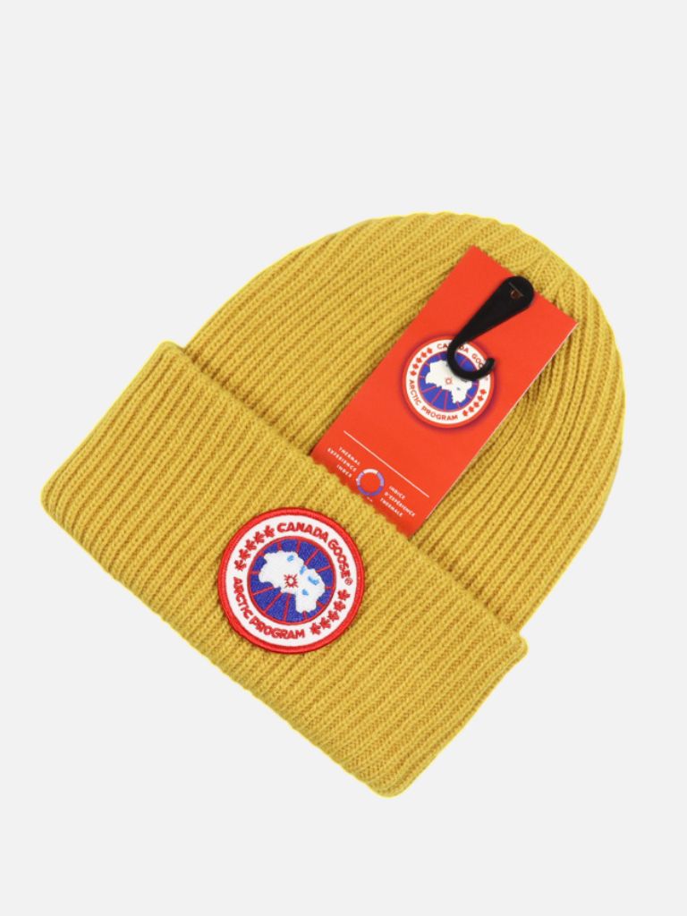 Canada Goose Mustard Yellow Ribbed Knit Beanie Canada Goose Mustard Yellow Ribbed Knit Beanie | Fragment Clothing