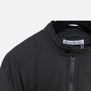 Acne Studios Black Quilted Nylon Zip Jacket | Fragment Clothing - View 2