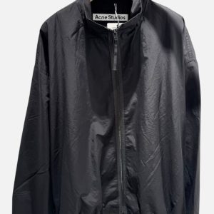 Acne Studios Black High-Neck Windbreaker Jacket | Fragment Clothing - View 2
