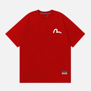 EVISU Men's Small Seagull Chest Logo Oversized T-Shirt – Red | Fragment Clothing - View 2