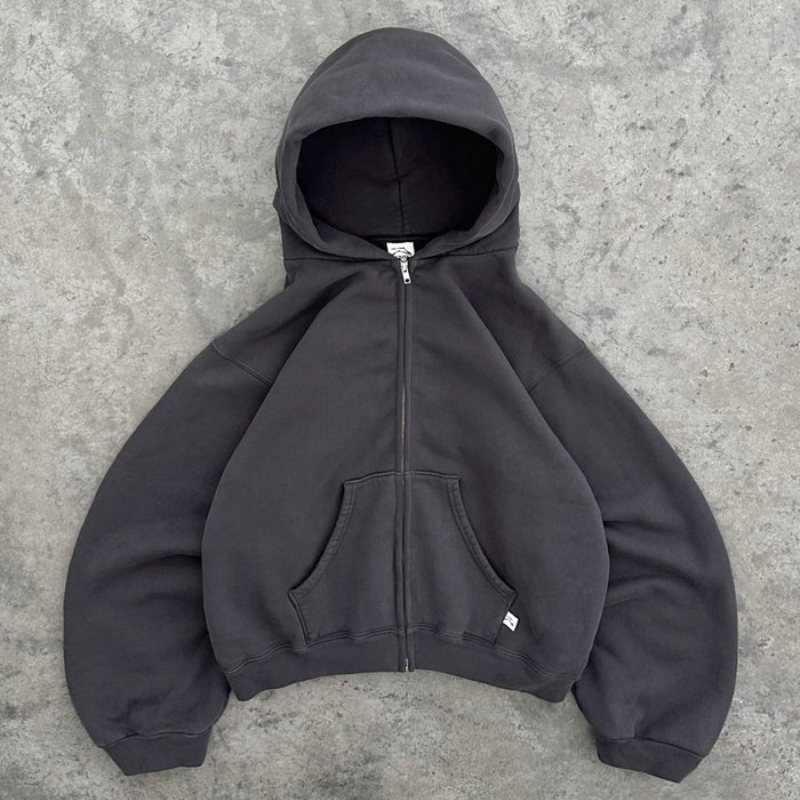 ZIP-UP HOODIE - CHARCOAL BLACK AUTO-DRAFT | Fragment Clothing