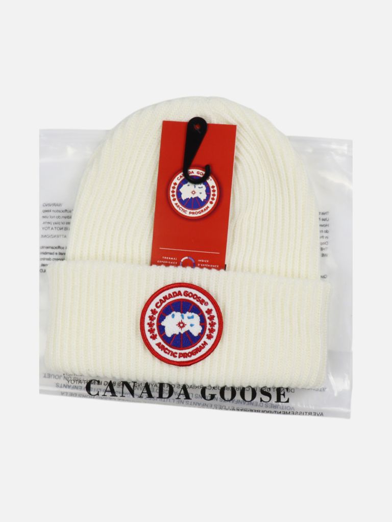 Canada Goose Ivory Classic Logo Disc Beanie Canada Goose Ivory Classic Logo Disc Beanie | Fragment Clothing