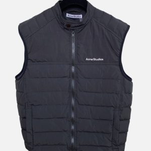 Acne Studios Black Quilted Nylon Zip Vest | Fragment Clothing