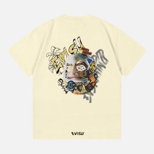 EVISU Osaka Palm Tree Badge Print T-Shirt - Off-White