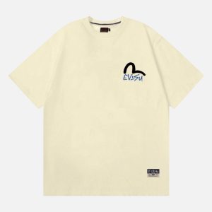 EVISU Seagull Script Logo Cotton Tee - Cream | Fragment Clothing