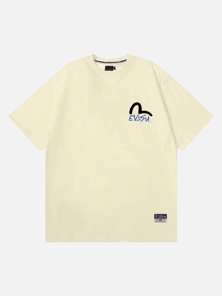 EVISU Seagull Script Logo Cotton Tee - Cream EVISU Seagull Script Logo Cotton Tee - Cream | Fragment Clothing