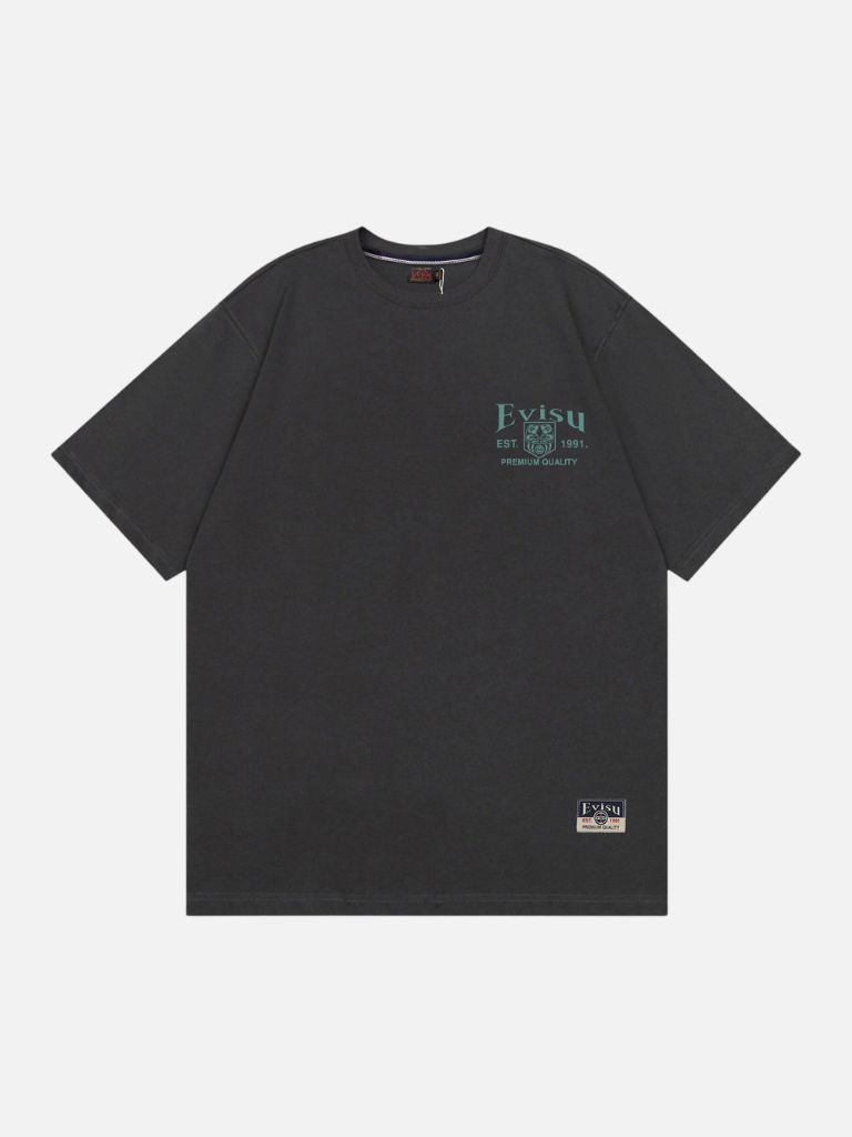 EVISU Minimalist Crest Logo Print T-Shirt - Washed Black EVISU Minimalist Crest Logo Print T-Shirt - Washed Black | Fragment Clothing