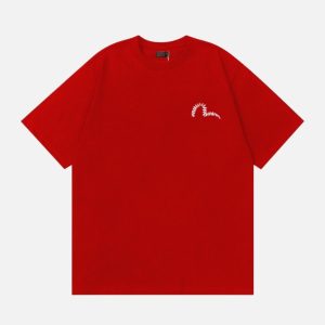 EVISU Spine Seagull Logo Print T-Shirt - Red | Fragment Clothing