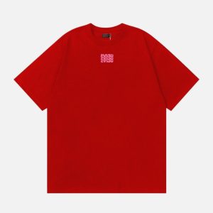EVISU Red Stacked Logo Printed T Shirt | Fragment Clothing