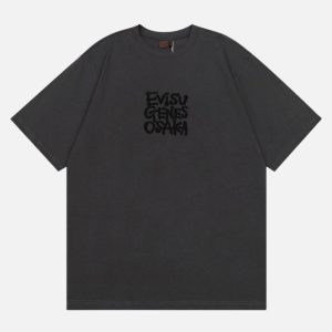 EVISU Genes Osaka Graffiti Print T Shirt Washed Black | Fragment Clothing
