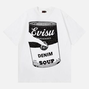 EVISU Soup Can Pop Art Graphic Short Sleeve T Shirt White | Fragment Clothing