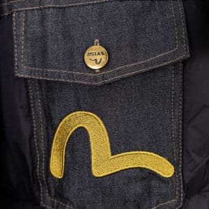 EVISU Yellow Seagull Embroidered Padded Jacket - Black