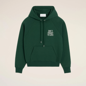 Green cotton "Don't forget to love" hoodie White | Fragment Clothing