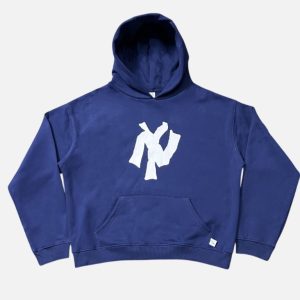Akimbo Club Navy Blue Graphic Pullover Hoodie | Fragment Clothing