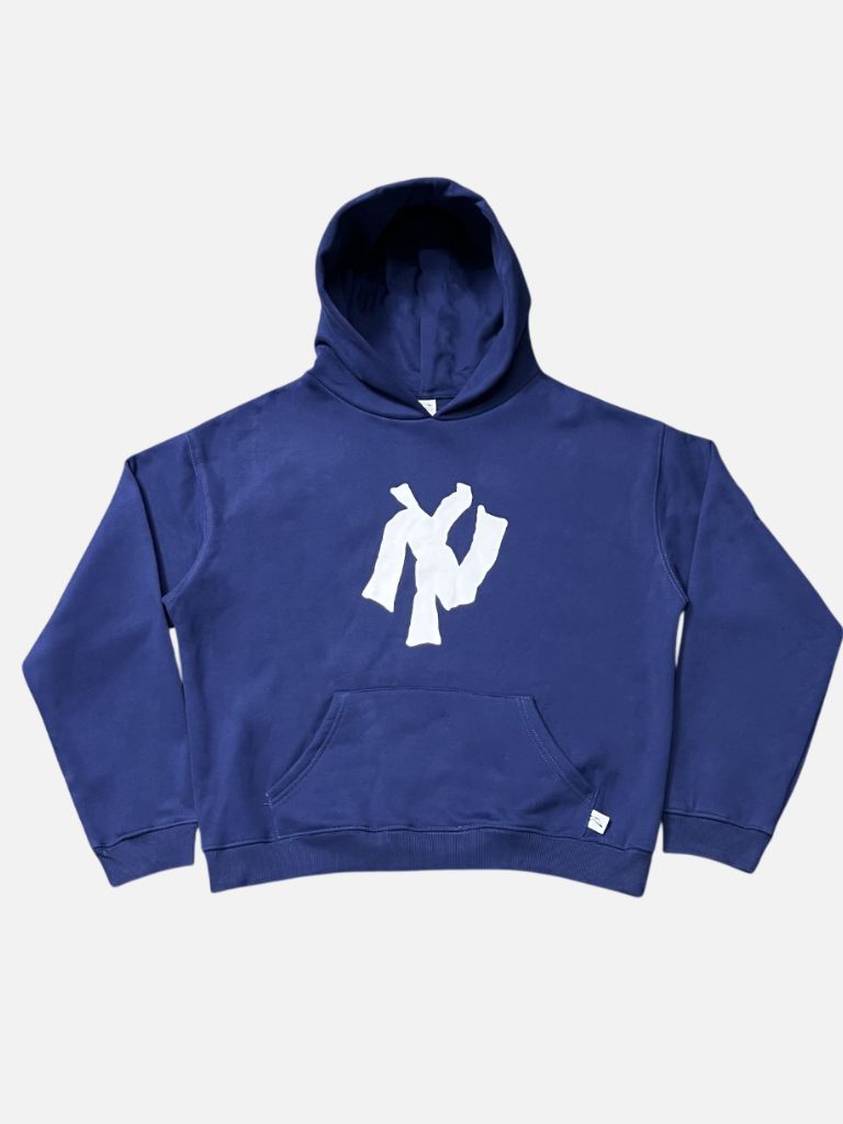 Akimbo Club Navy Blue Graphic Pullover Hoodie Akimbo Club Navy Blue Graphic Pullover Hoodie | Fragment Clothing