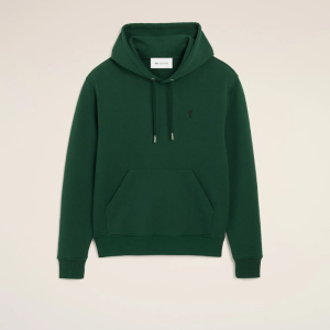 Green cotton hoodie with Ami de Coeur Black | Fragment Clothing