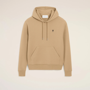 Beige cotton hoodie with Ami de Coeur Black | Fragment Clothing