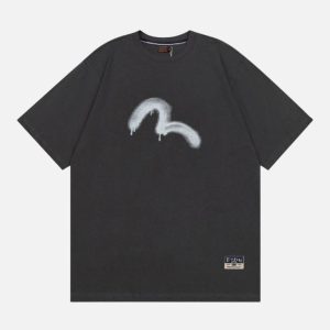 EVISU Spray Drip Seagull Graphic Print Short Sleeve T Shirt | Fragment Clothing