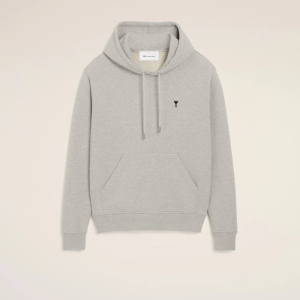 Grey cotton hoodie with Ami de Coeur Black | Fragment Clothing