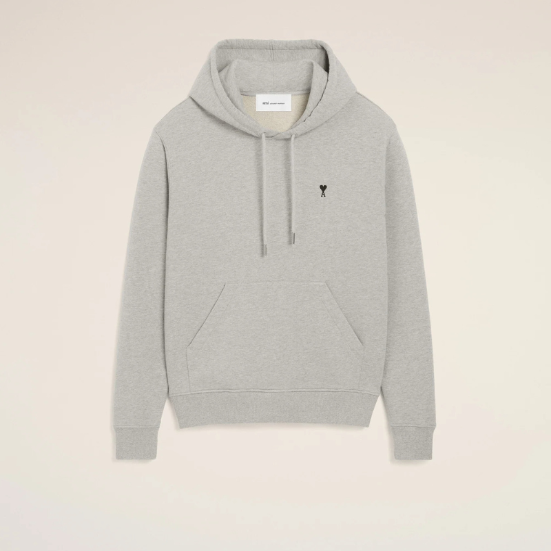 Grey cotton hoodie with Ami de Coeur Black Grey cotton hoodie with Ami de Coeur Black | Fragment Clothing