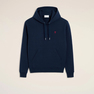 Blue cotton hoodie with Ami de Coeur Red | Fragment Clothing