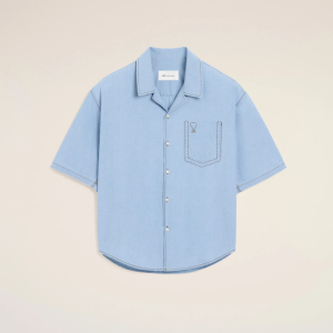 Sky Blue boxy cotton short-sleeve shirt with Ami de Coeur | Fragment Clothing