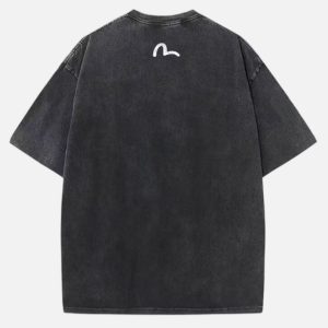 EVISU Character Artwork Vintage Wash Crew Neck Tee – Charcoal | Fragment Clothing - View 2