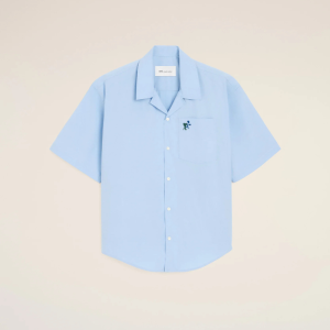 Blue boxy cotton short-sleeve shirt with Ami de Coeur tulip Black | Fragment Clothing