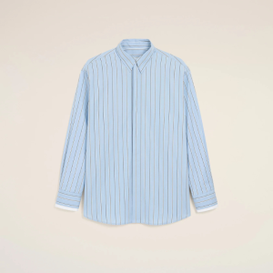 Sky Blue large striped cotton shirt with removable collar | Fragment Clothing