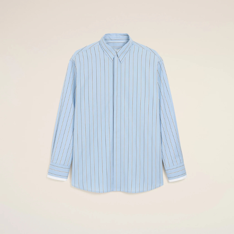 Sky Blue large striped cotton shirt with removable collar Sky Blue large striped cotton shirt with removable collar | Fragment Clothing
